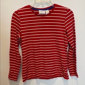 Liz Claiborne sport Red and White Striped Long Sleeve Shirt small